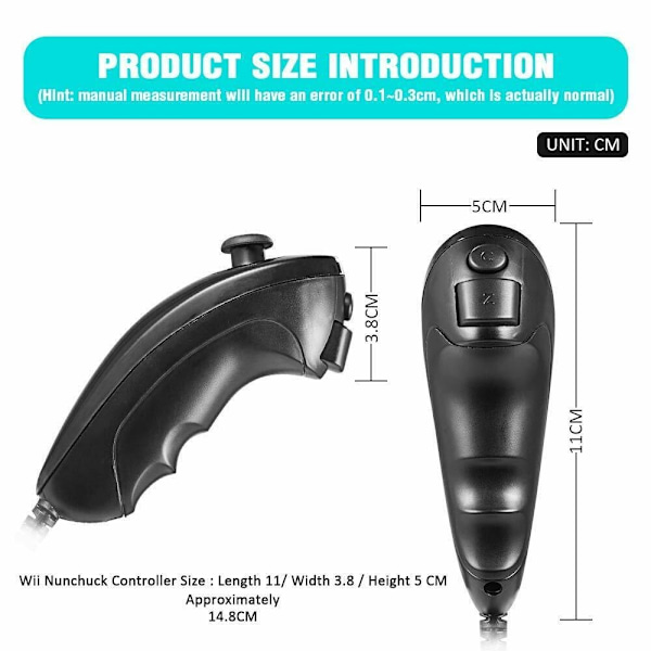 Til Nintendo Wii/Wii U Joystick Wireless Remote Gamepad SORT black