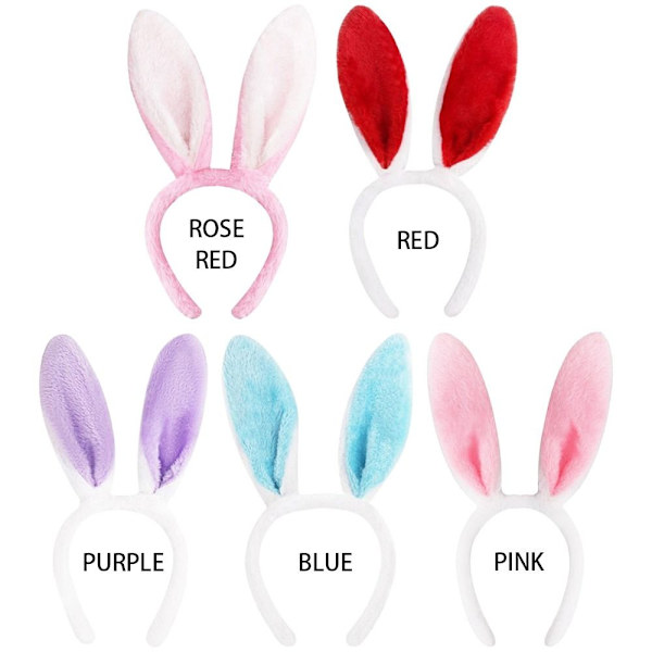 Pannband Kaninöra ROSE RÖD rose red