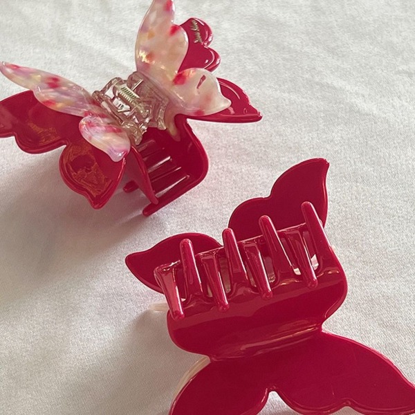 Butterfly Hair Clips Acetate Claw Clips RØDE red