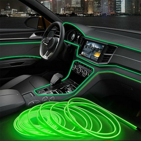 Led Dekorativ Lampa Bil Interiör Atmosfär Tråd GRÖN green USB-Powered