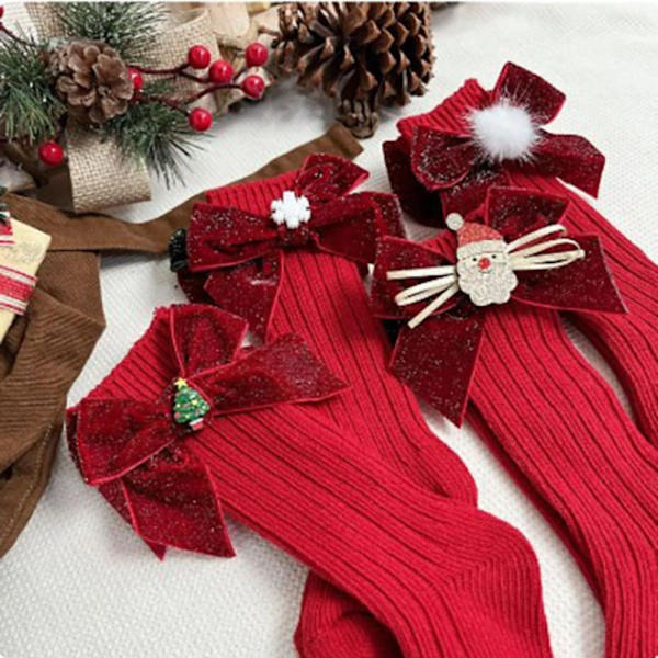 Vinter Baby Flickor Pojkar Julstrumpor Barn Knähög strumpa MSanta Claus Red