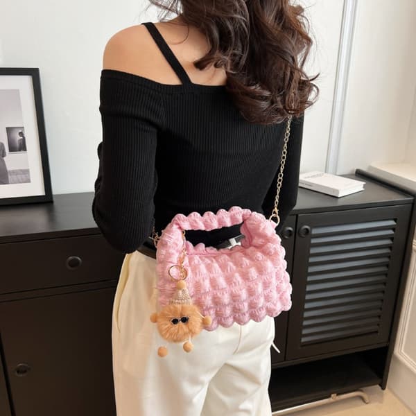 Puffy Handbag Kangaskassi VALKOINEN white