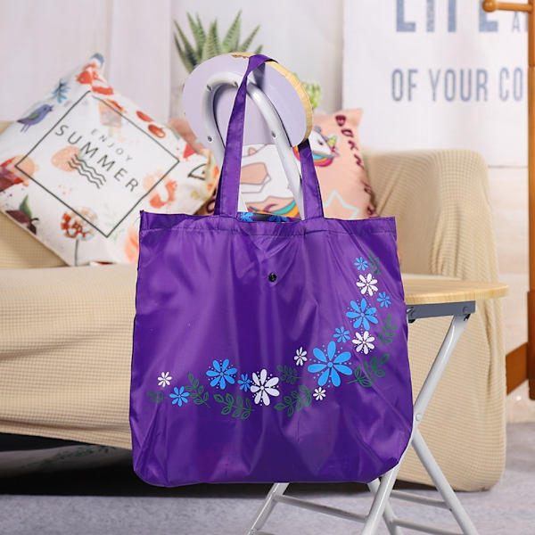Taitettava käsilaukku Casual kukkainen ostoskassi VILLA Purple