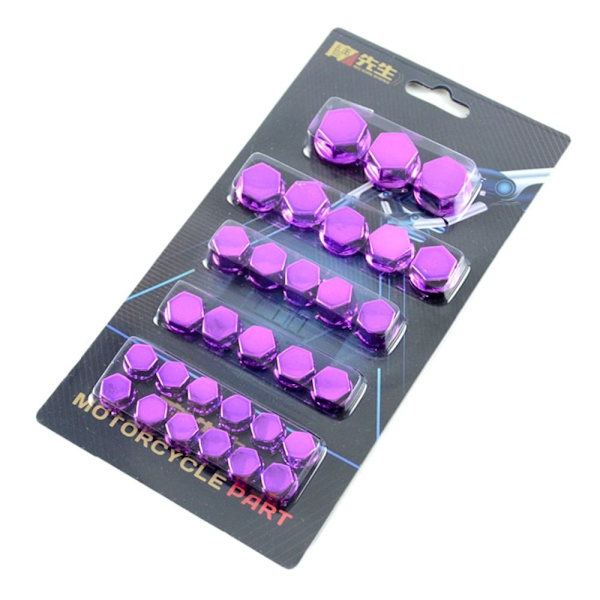 30 kpl / set Moottoripyörän cap Moottorin mutterin cover PURPURIA purple