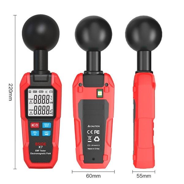 K7 EMF Meter EMF Reader Strålingsdetektor Meter