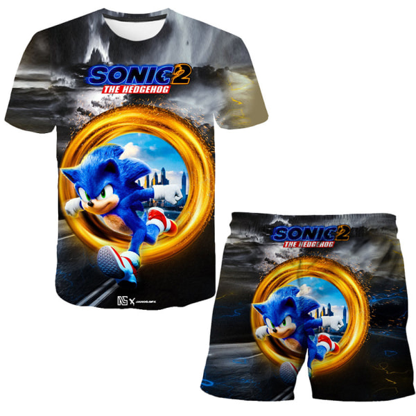 Sonic 3D Print barn sommar kortärmad T-shirt 150cm