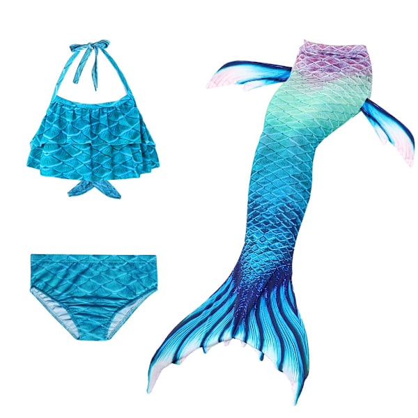 3 stk Kids Mermaid Tail Bikini Sæt A-110CM A-110CM A-110CM