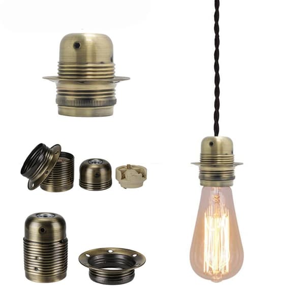 Edison E27 Pæreholder Lyssokkel med ring BRONSE Bronze