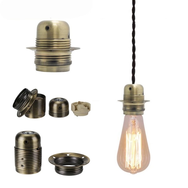 Edison E27 Pæreholder Lyssokkel med ring ROSEGULL Rose Gold