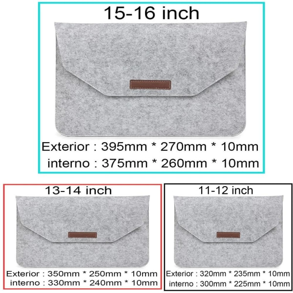 Laptop Bag Sleeve Bag GRÅ 11 TOMMES 11 TOMMES grey 11 inch-11 inch