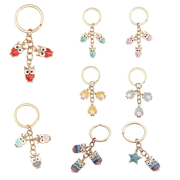 2kpl Owl Keychain Star Key Ring 4 4 4