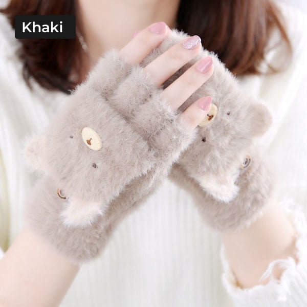 1Pari Fingerless Gloves Half Finger Gloves KHAKI khaki