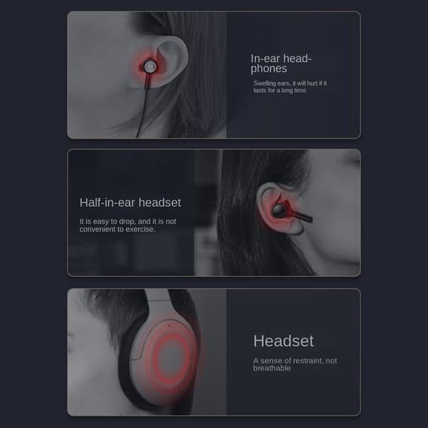Knogleledningshovedtelefon Åbent Øre Trådløs Bluetooth 5.0 black