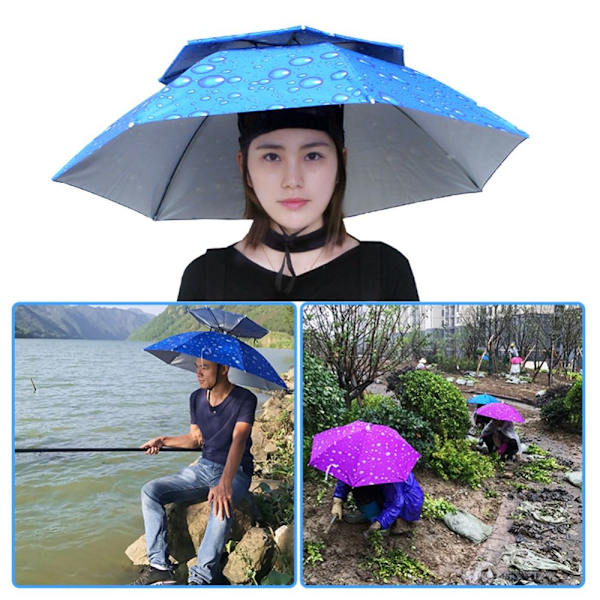 77cm Fiskeparaply Paraply Cap Hodehatt