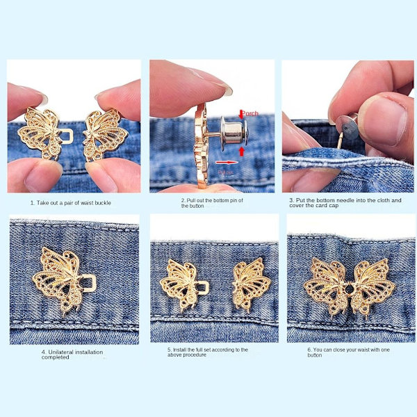 2 STK Byxa Midjestramknapp Pins SILVER KANIN KANIN silver Rabbit-Rabbit