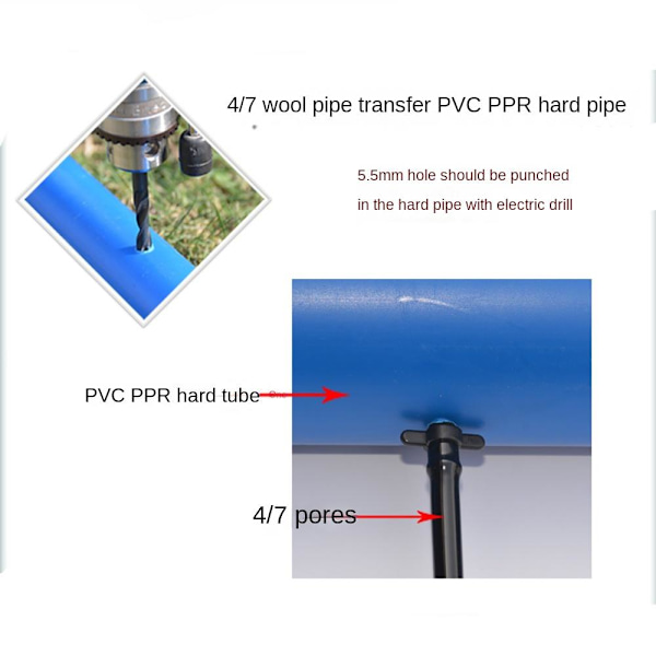 100 kpl liittimet Pipe Adapter Kasteluliitin 4/7 MM