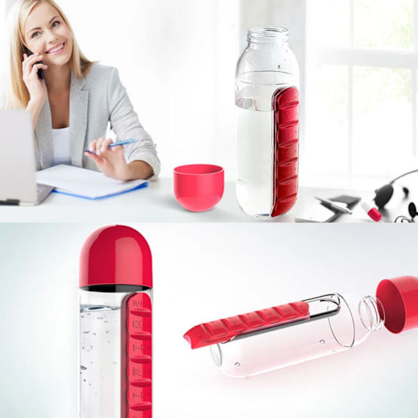 600ml Medicin Box Vattenkopp RÖD red