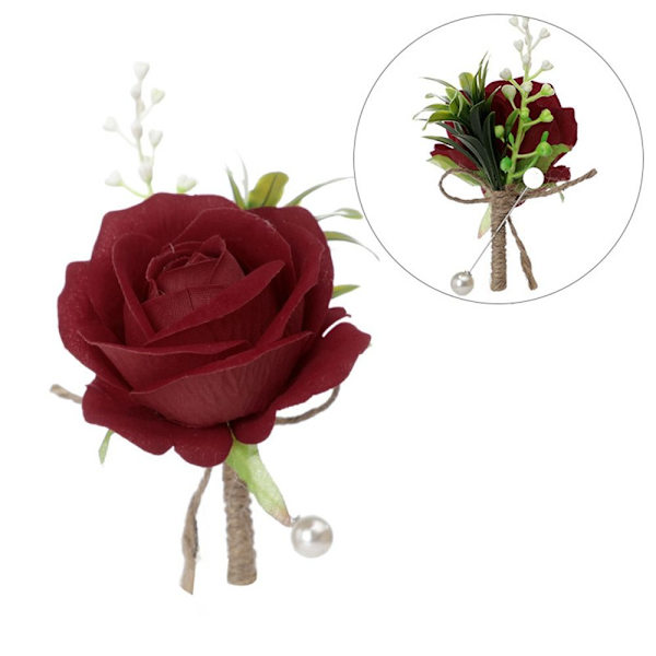 2kpl Artificial Rose Boutonniere Groom Flower WINE PUNAINEN wine red