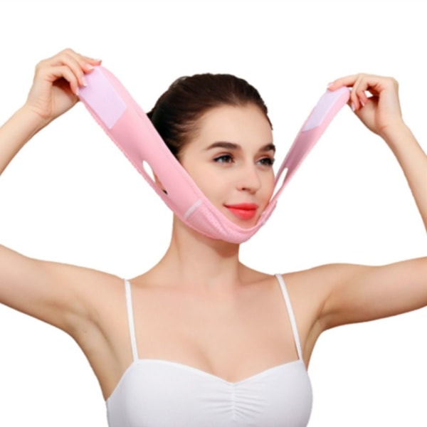 V-line Face Chin Cheek V-Line Lifting Belte Ansiktsløftende bandasje pink