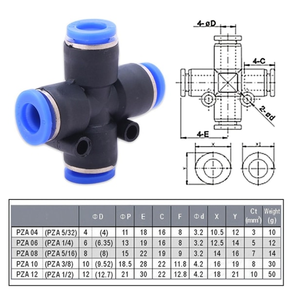 3 stk Quick Release Connector Pneumatisk Fittings 3 STK PZA-8 3 STK 3pcs PZA-8