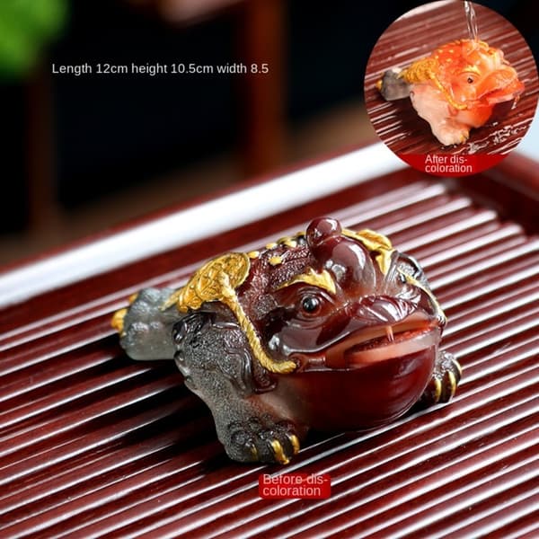 Golden Toad Tea Pet Color Changing Tea Pet GRØNN Green