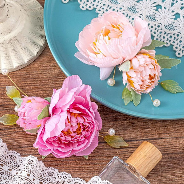 Flower Hair Clip Pearl Floral Hair Pins LIGHT PINK Light Pink