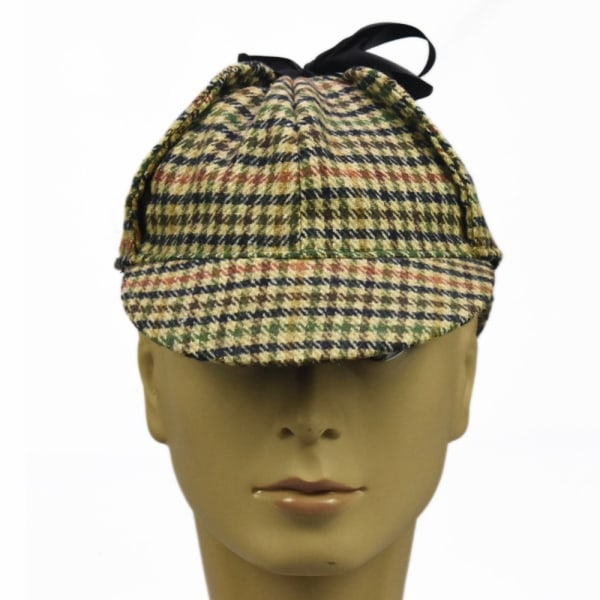 Deerstalker Cap Klassinen kalanruotohattu Tweed-hattu