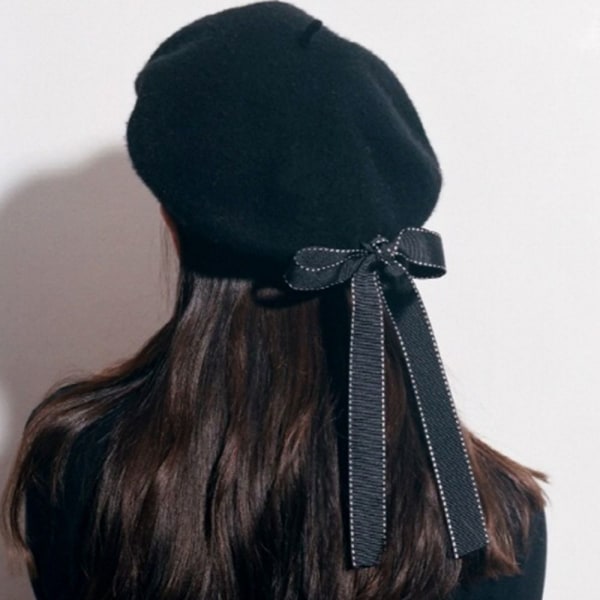 Bow Baret Caps Painter Hattu MUSTA black