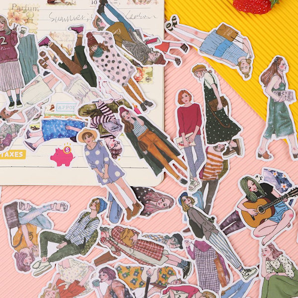 100/171 ST Mori Girls Stickers Cartoon Silhouette Paster