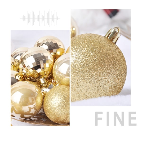 36 STK Christmas Ball Ornaments Sett Juletre Anheng GULL Gold