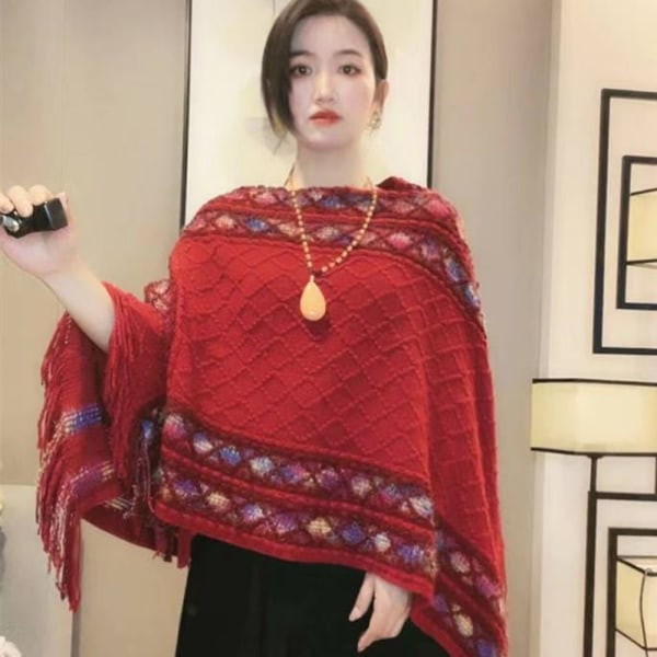 Mongolisk Poncho Rhombic Stripe Tofssjal GRÅ grey