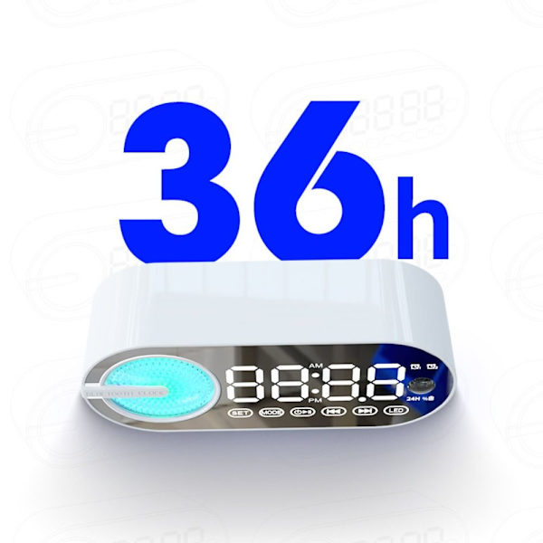 Digital väckarklocka Bluetooth högtalare VIT white