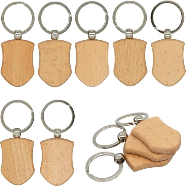 Shield Shape Key Tag Blank trænøglekæde trægravering