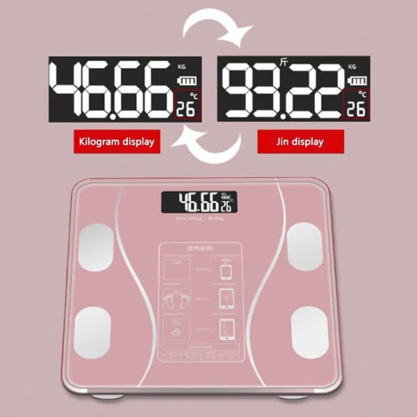 Digital baderomsvekt Kroppsfett BMI-monitor ROSA Pink