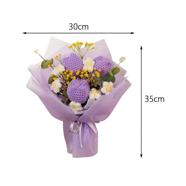 Stickad blomstergarnbukett BLÅ blue