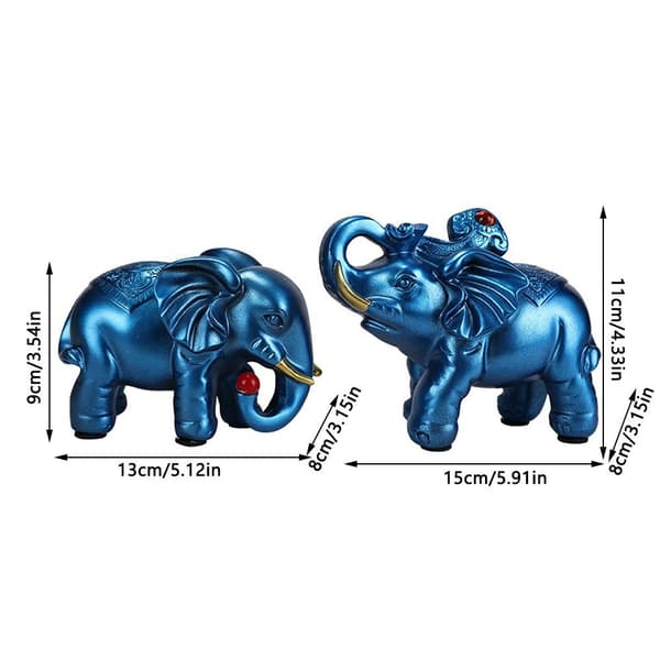 1 par elefantfigurer Elefantstatyer BLÅ Blue