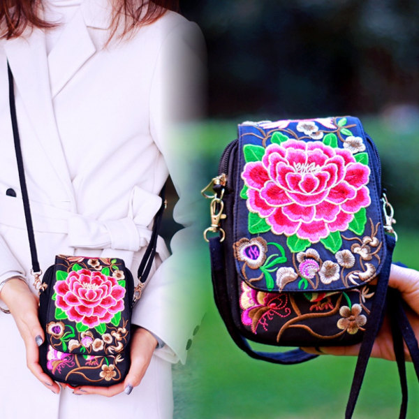 Naisten olkalaukku Vintage kukkainen Crossbody laukku AA A