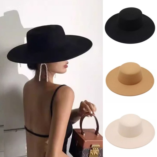 Dame Flatcap Wide Rim Filt Hat KHAKI Khaki