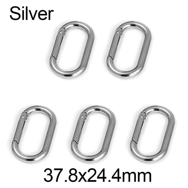 5 kpl Jousi soikeat renkaat Laukku Vyön soljet SILVER 37.8X24.4MM Silver 37.8x24.4mm