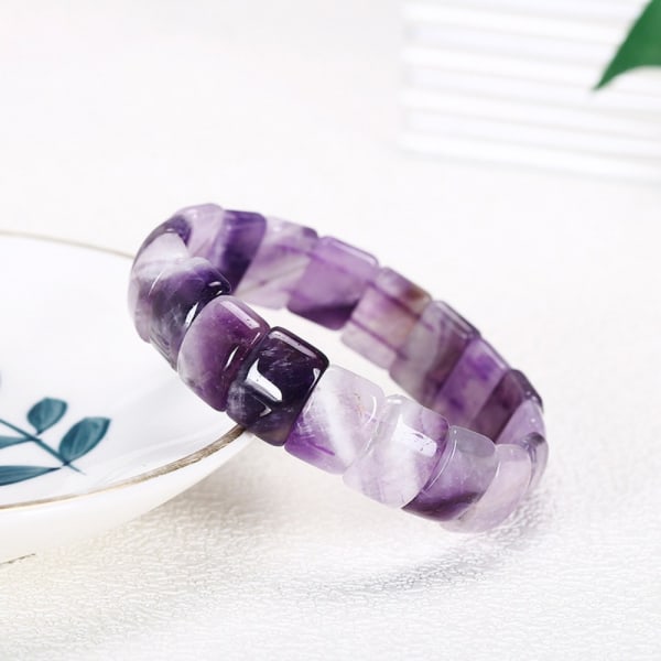 Naturstensarmband Fyrkantiga pärlor Armband LILA AMETHYST Purple Amethyst