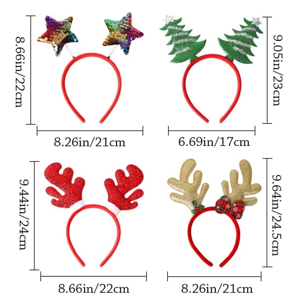 Jouluiset päänauhat Joulun hiusnauha 4 4 4