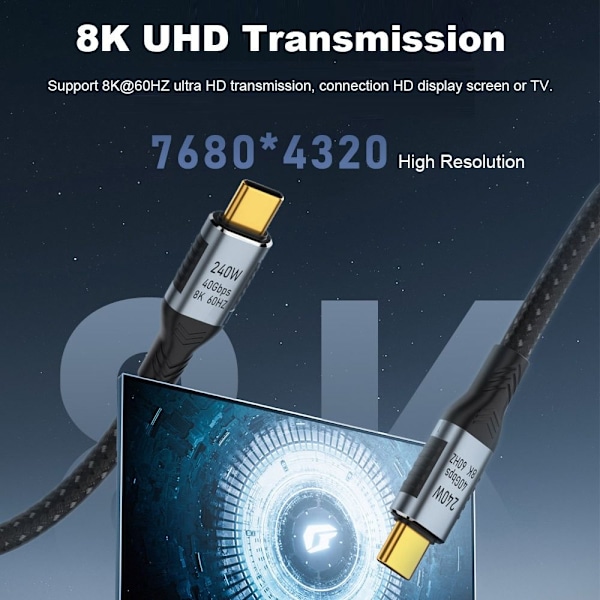 USB-C-C-tyypin kaapeli USB 4.0 Gen 3 0,5M 0.5m