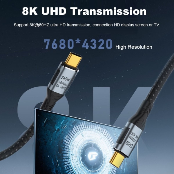 USB-C till typ C-kabel USB 4.0 Gen 3 0.2M 0.2m