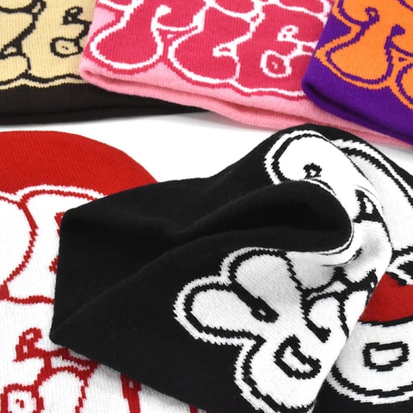 Strikkehue Hue Beanie Bonnet HVID&SORT white&black
