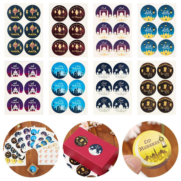 Eid Mubarak Sticker Gaveæsker Forseglings Etiket 11