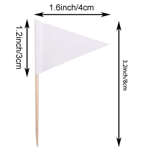 120 kpl Cupcake White Triangle Flag Logo Buffet koristelu 120 pcs