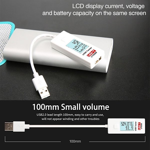 USB Tester Energimonitor Spenningsstrømdetektor