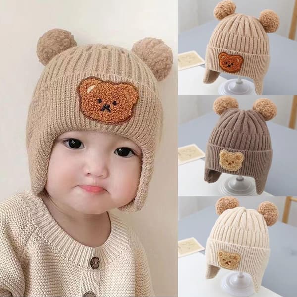 Baby cap Stickad mössa för barn LIGHT KHAKI light khaki