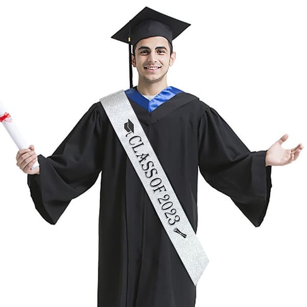 2023 Graduation Sash Valmistunut Satin SILVER silver