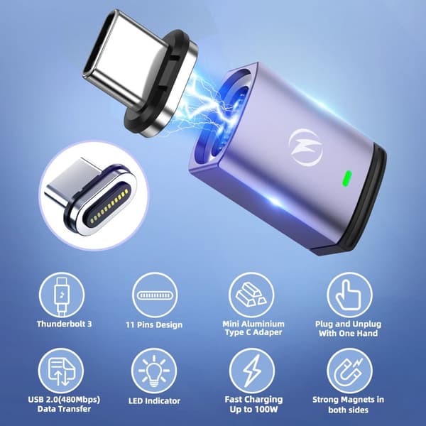 USB C - Type C -sovitin magneettinen SUORA SUORA Straight
